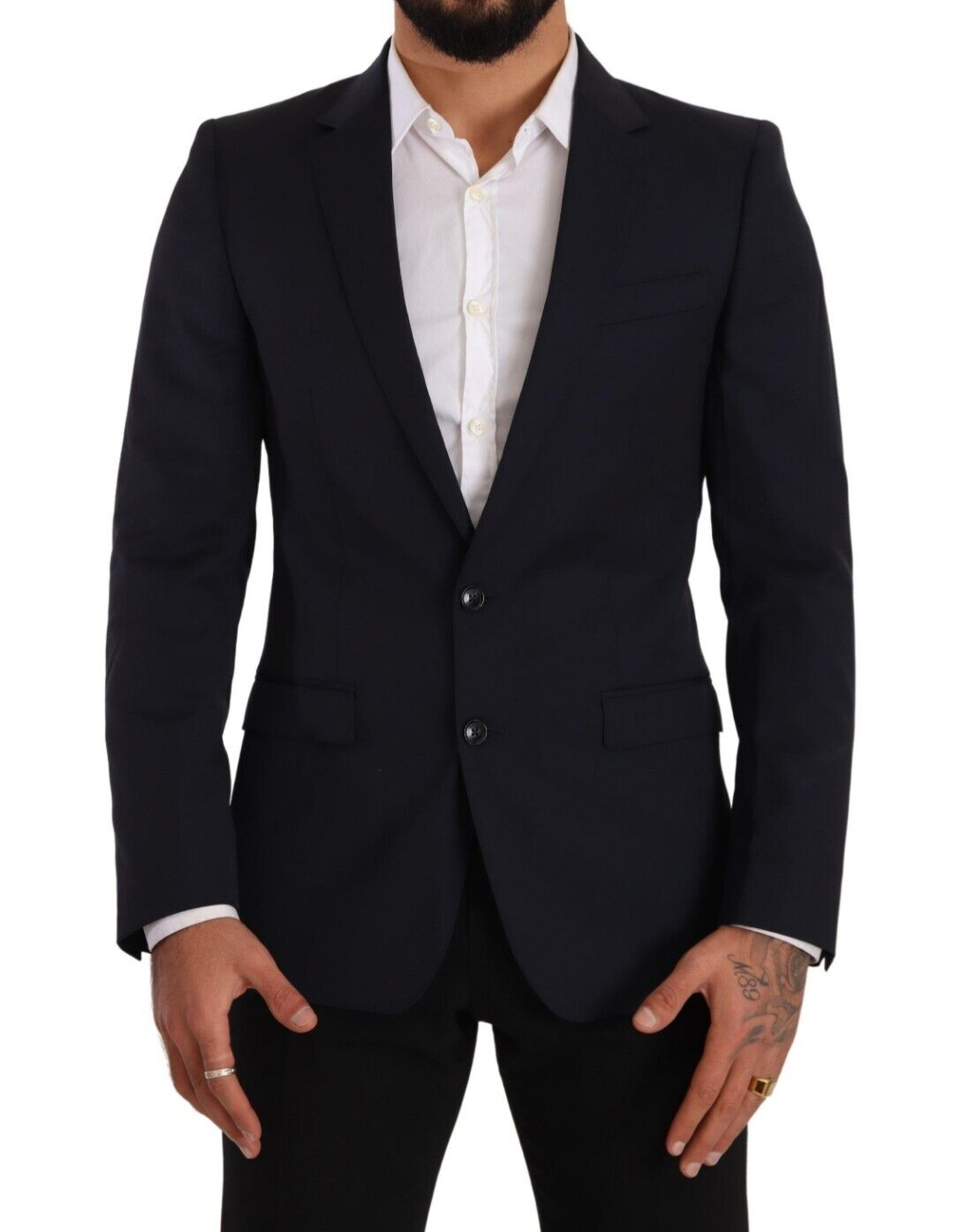 Strakke marineblauwe Martini slim-fit wollen blazer