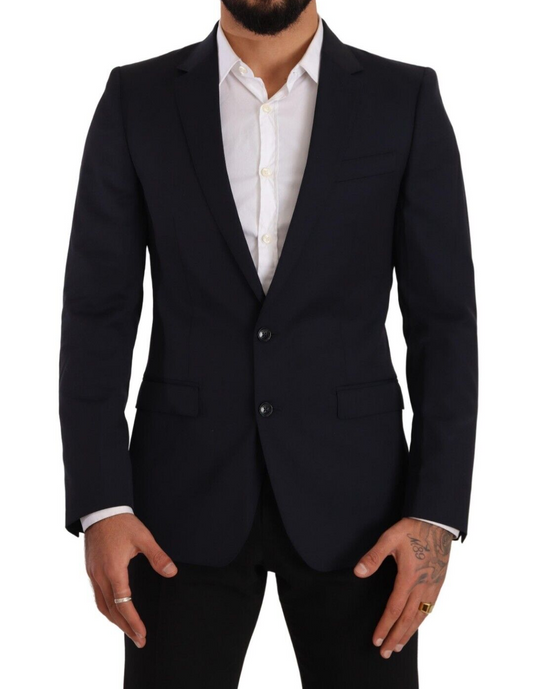 Elegante blazer de lana de corte slim Martini azul marino