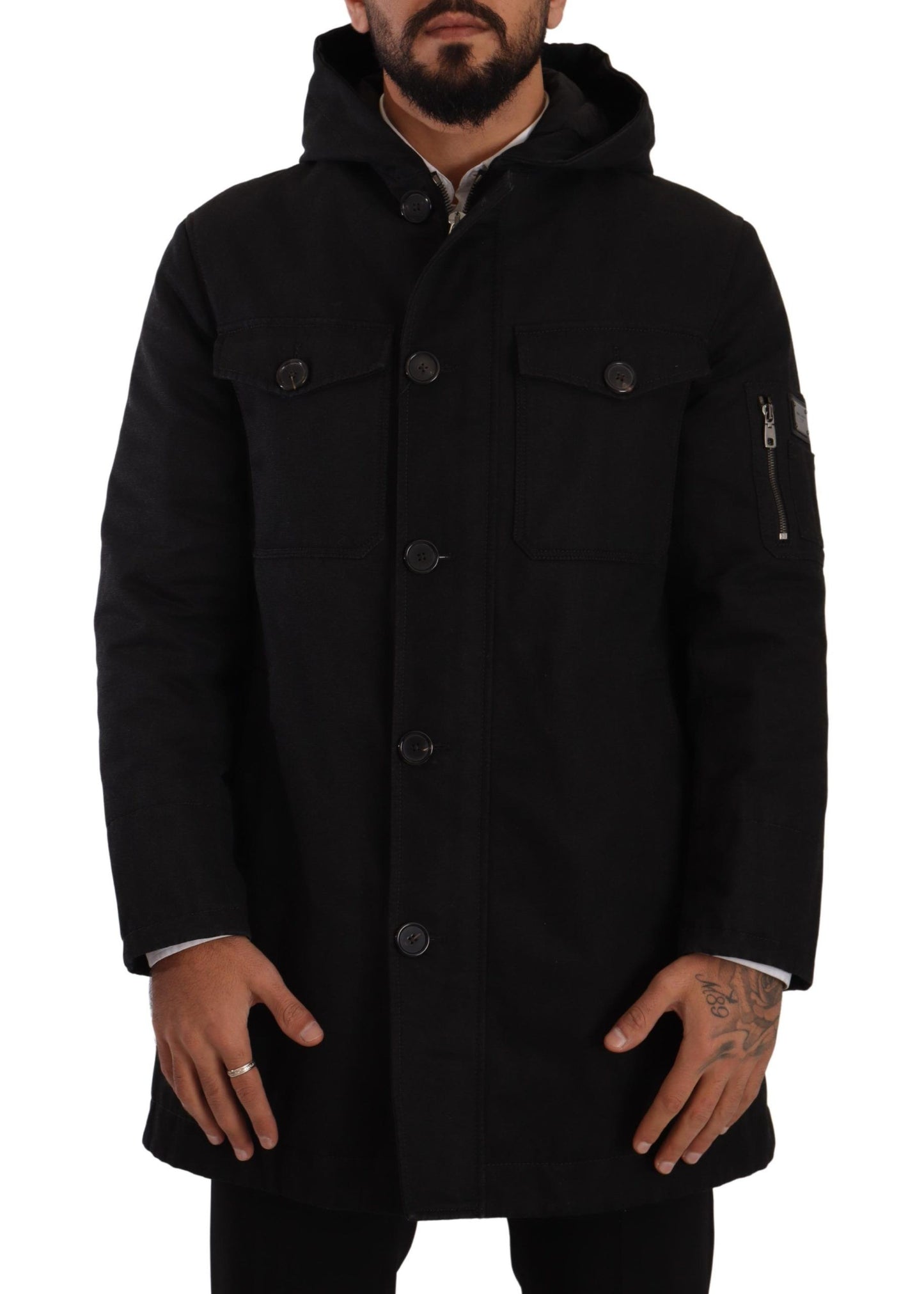 Elegante zwarte parka met capuchon