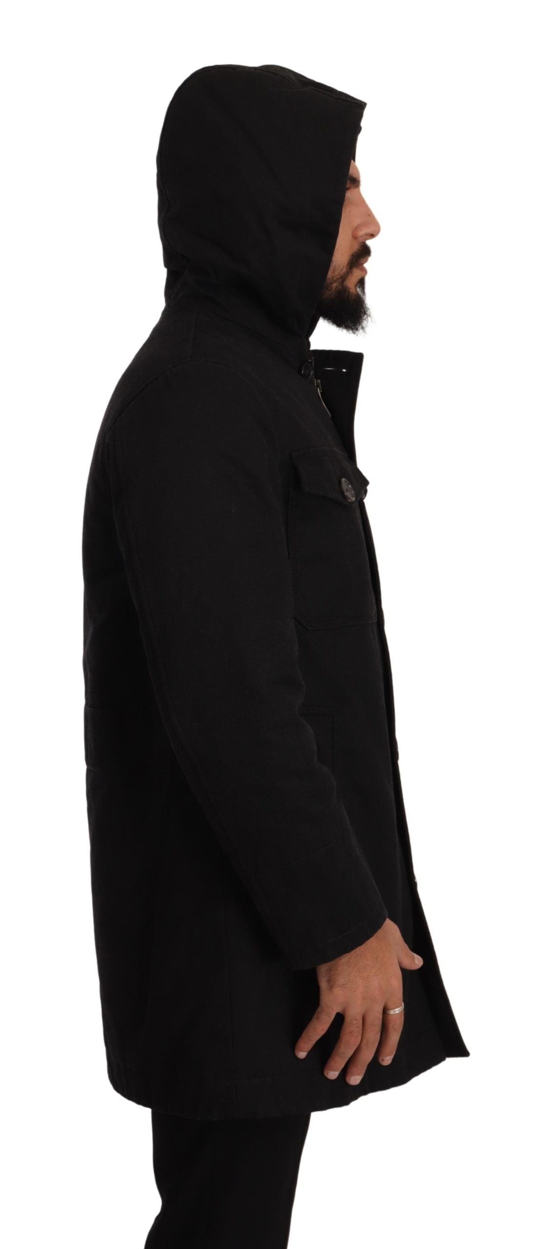 Elegante zwarte parka met capuchon