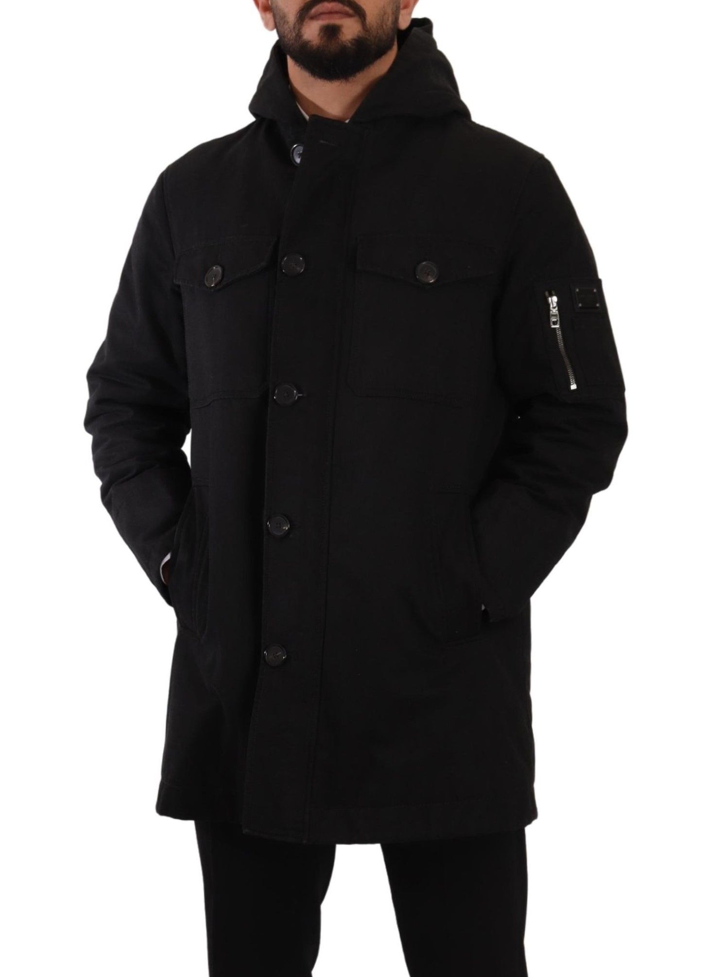 Elegante zwarte parka met capuchon