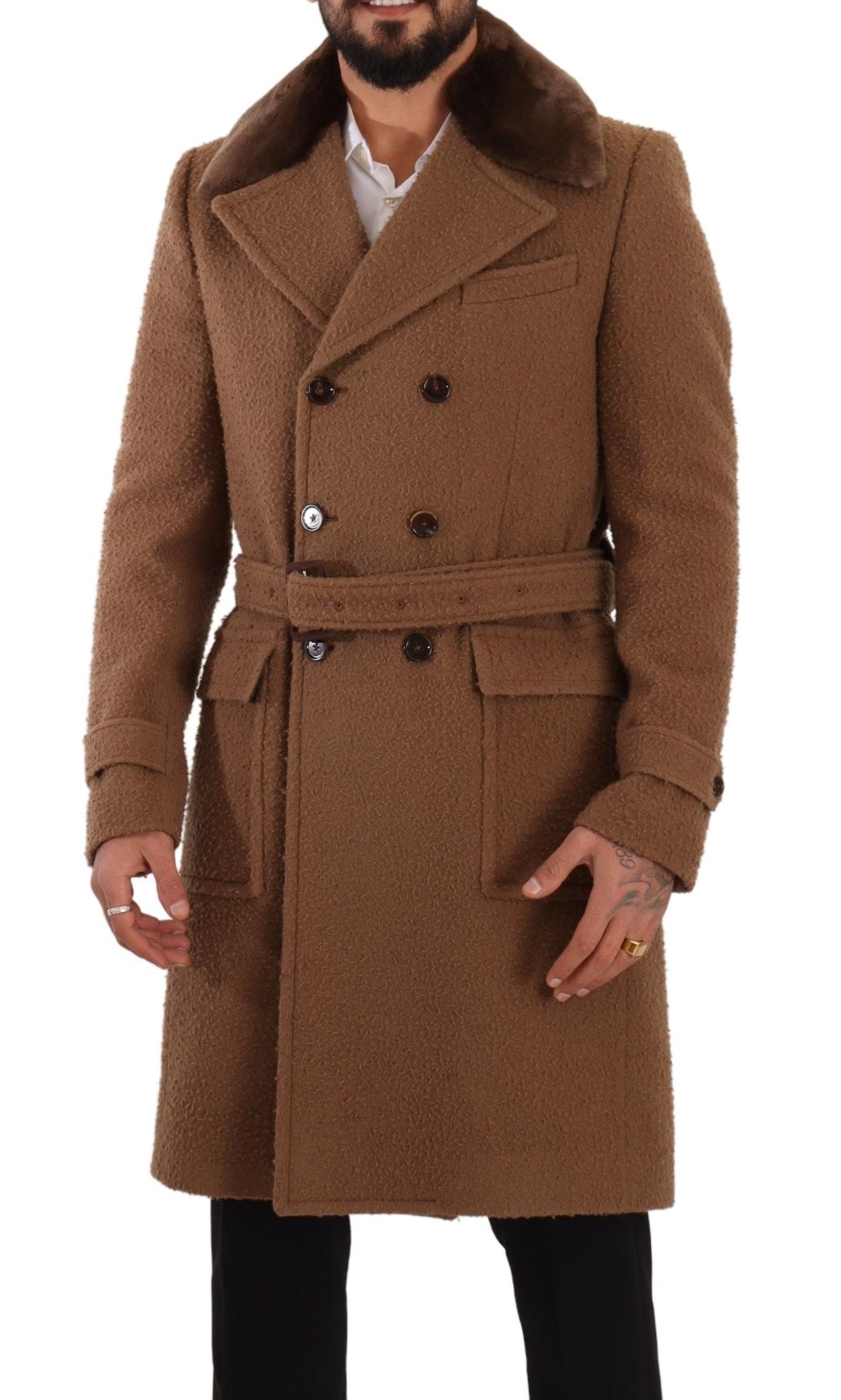 Elegant Double Breasted Wool Overcoat