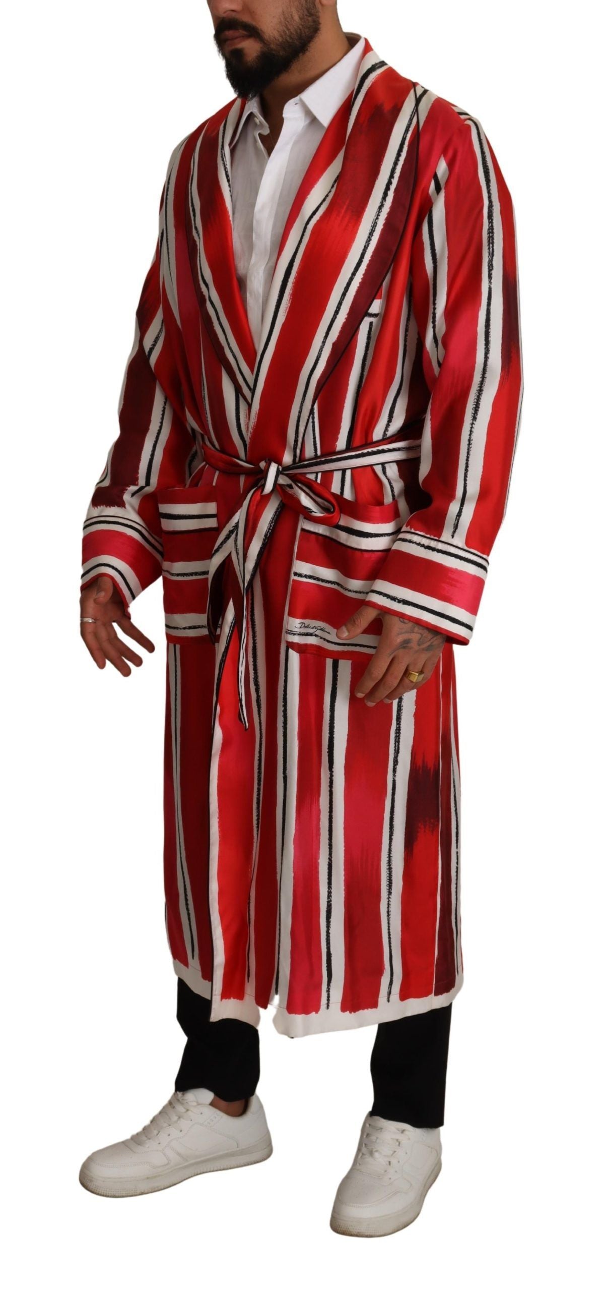 Chic Striped Silk Sleepwear Robe