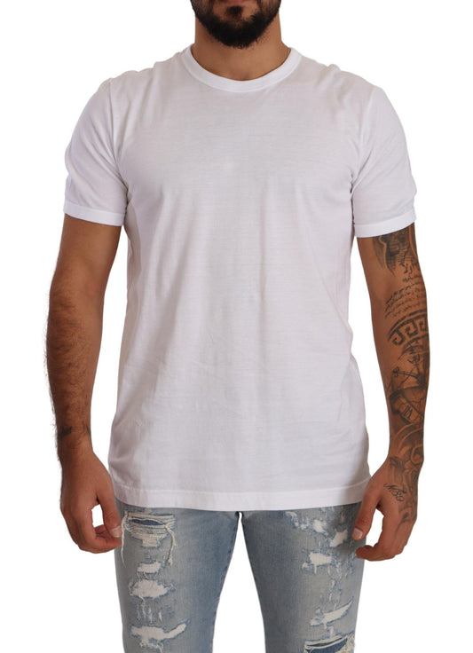 Camiseta elegante de algodón blanco con cuello redondo