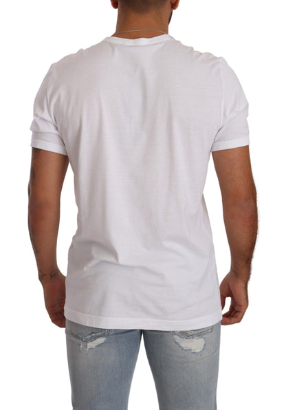 Camiseta elegante de algodón blanco con cuello redondo