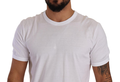 Camiseta elegante de algodón blanco con cuello redondo