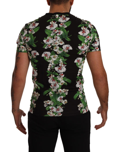 Elegant T-shirt met ronde hals en bloemen voor heren