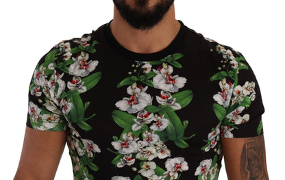 Elegant T-shirt met ronde hals en bloemen voor heren