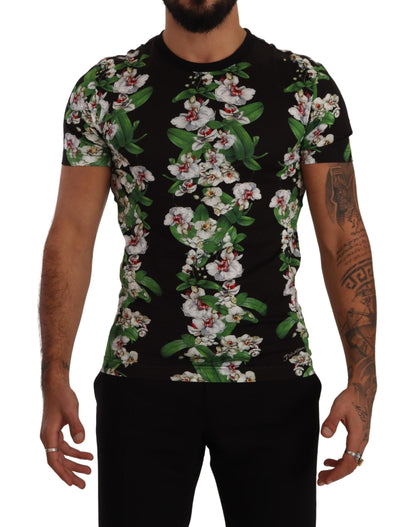 Elegant T-shirt met ronde hals en bloemen voor heren