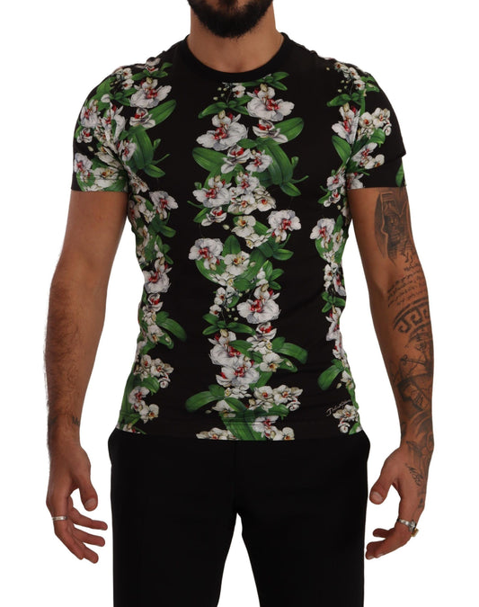 Camiseta floral elegante con cuello redondo para hombre