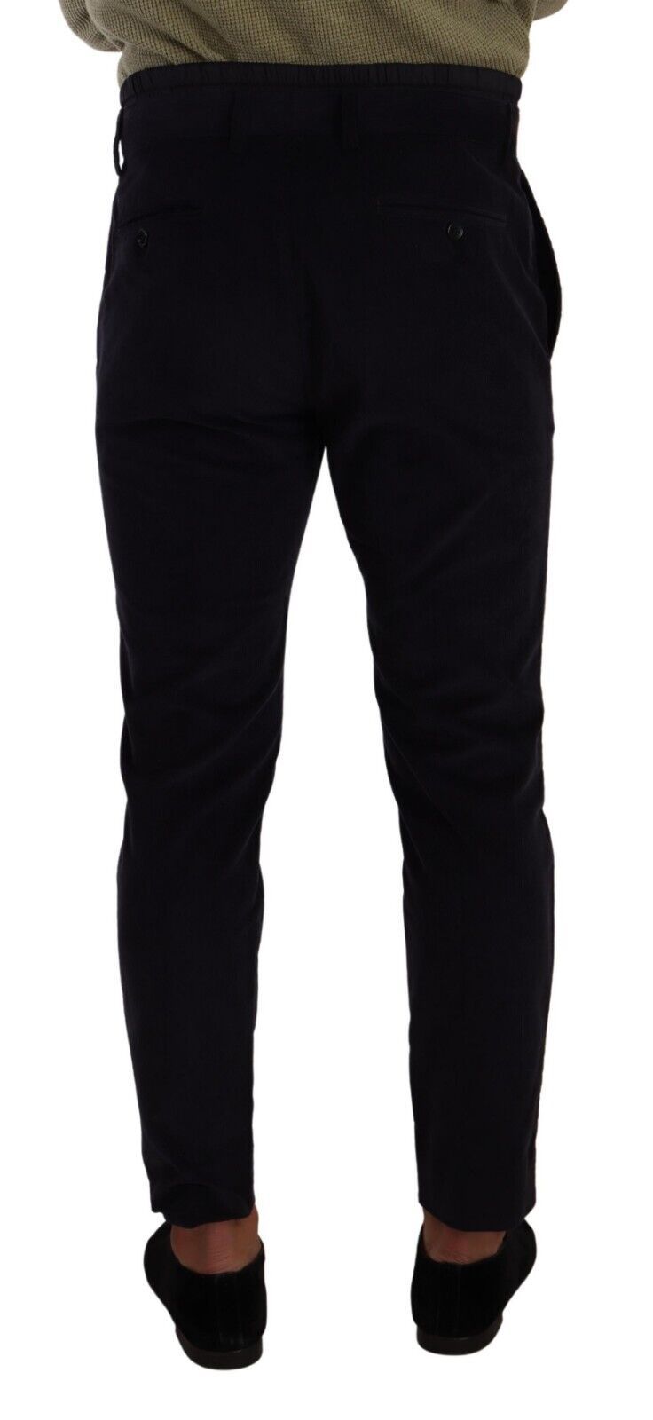 Slim Fit luxe corduroy broek in donkerblauw