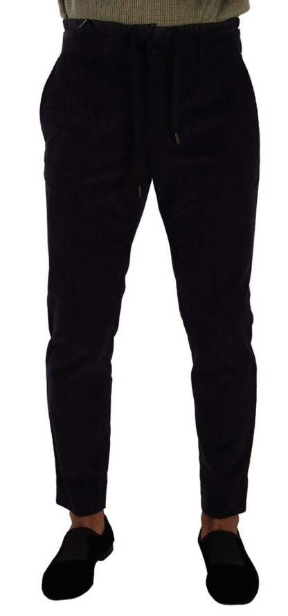 Pantalones de pana Luxe de corte slim en azul oscuro