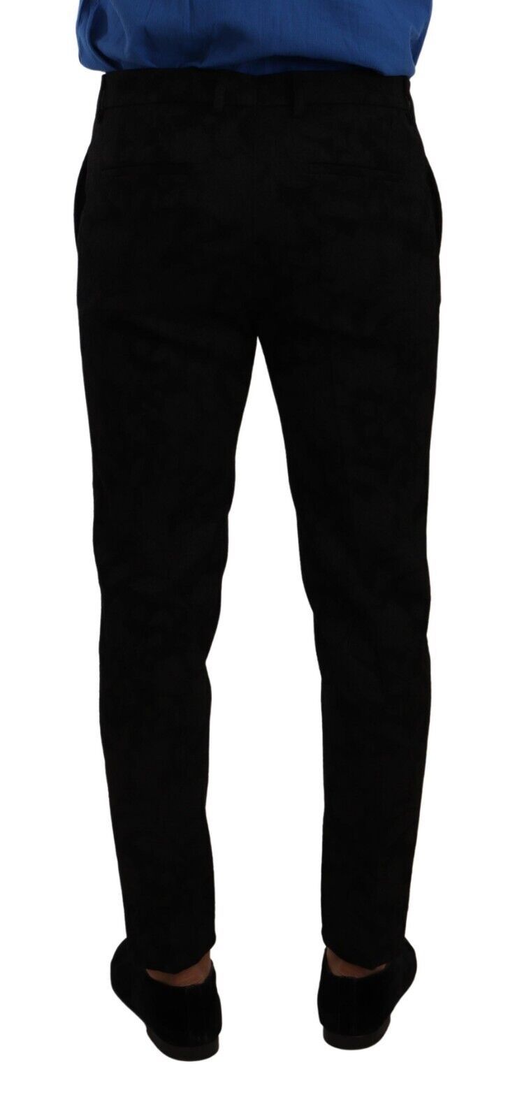 Elegante slim-fit pantalon van zwart brokaat