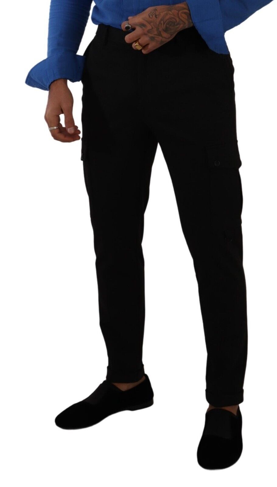 Elegante zwarte slim-fit cargobroek