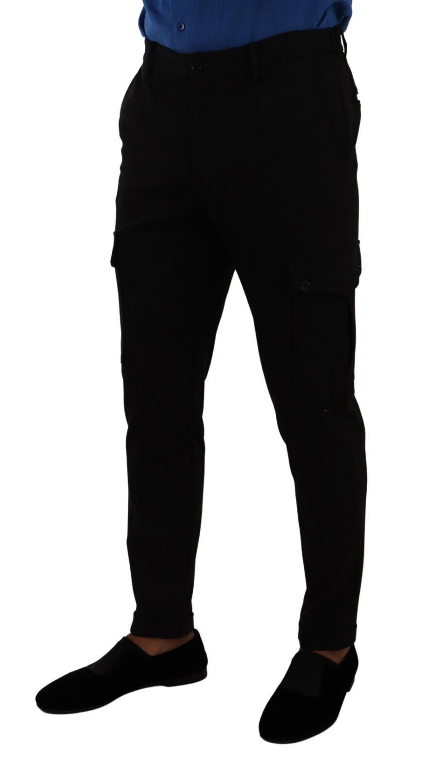 Elegante zwarte slim-fit cargobroek