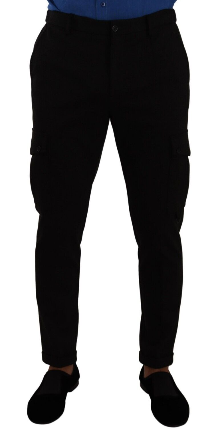 Elegante zwarte slim-fit cargobroek