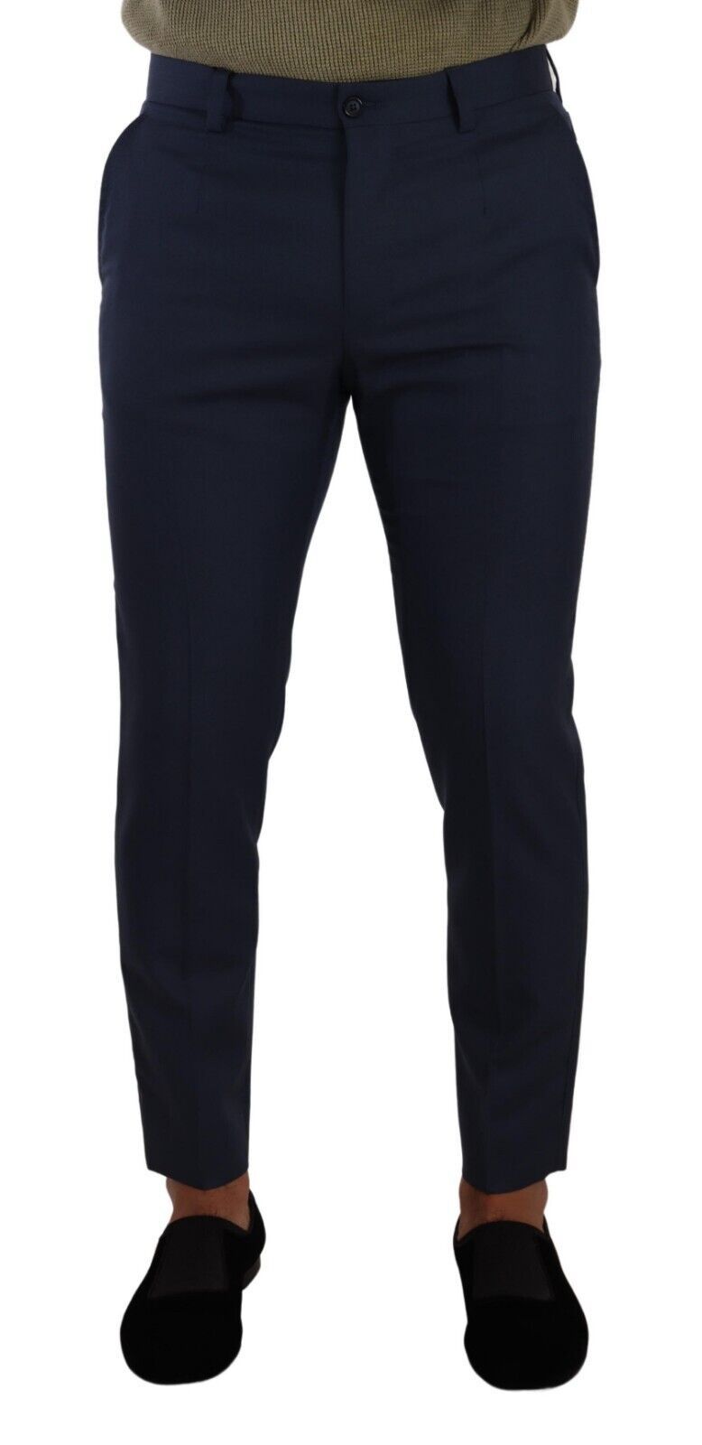 Elegante donkerblauwe slim-fit pantalon