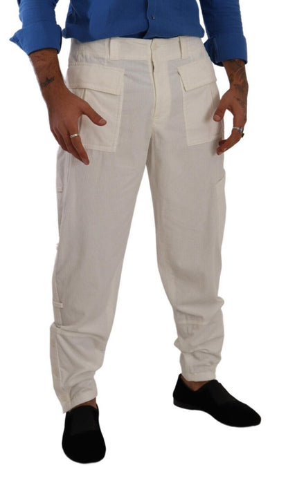 Elegant Off White Cargo Pants - Regular Fit