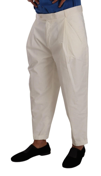 Pantalón de vestir elástico de algodón blanco elegante