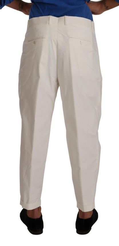 Pantalón de vestir elástico de algodón blanco elegante