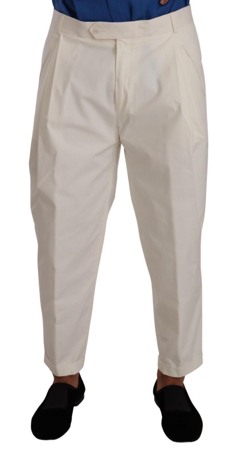 Pantalón de vestir elástico de algodón blanco elegante