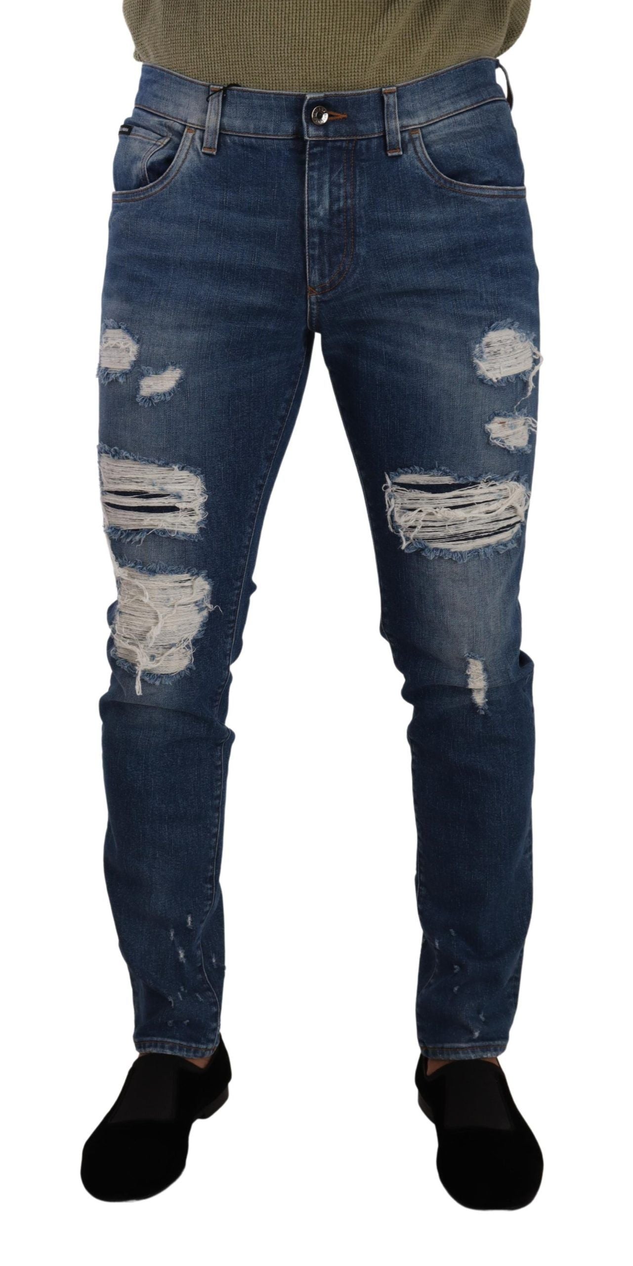 Elegante, versleten slim-fit denimjeans