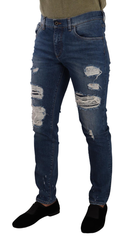 Elegante, versleten slim-fit denimjeans