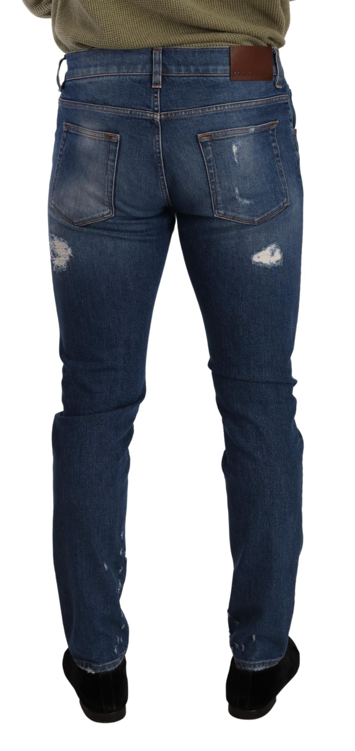 Elegante, versleten slim-fit denimjeans