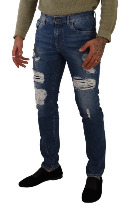 Elegante, versleten slim-fit denimjeans