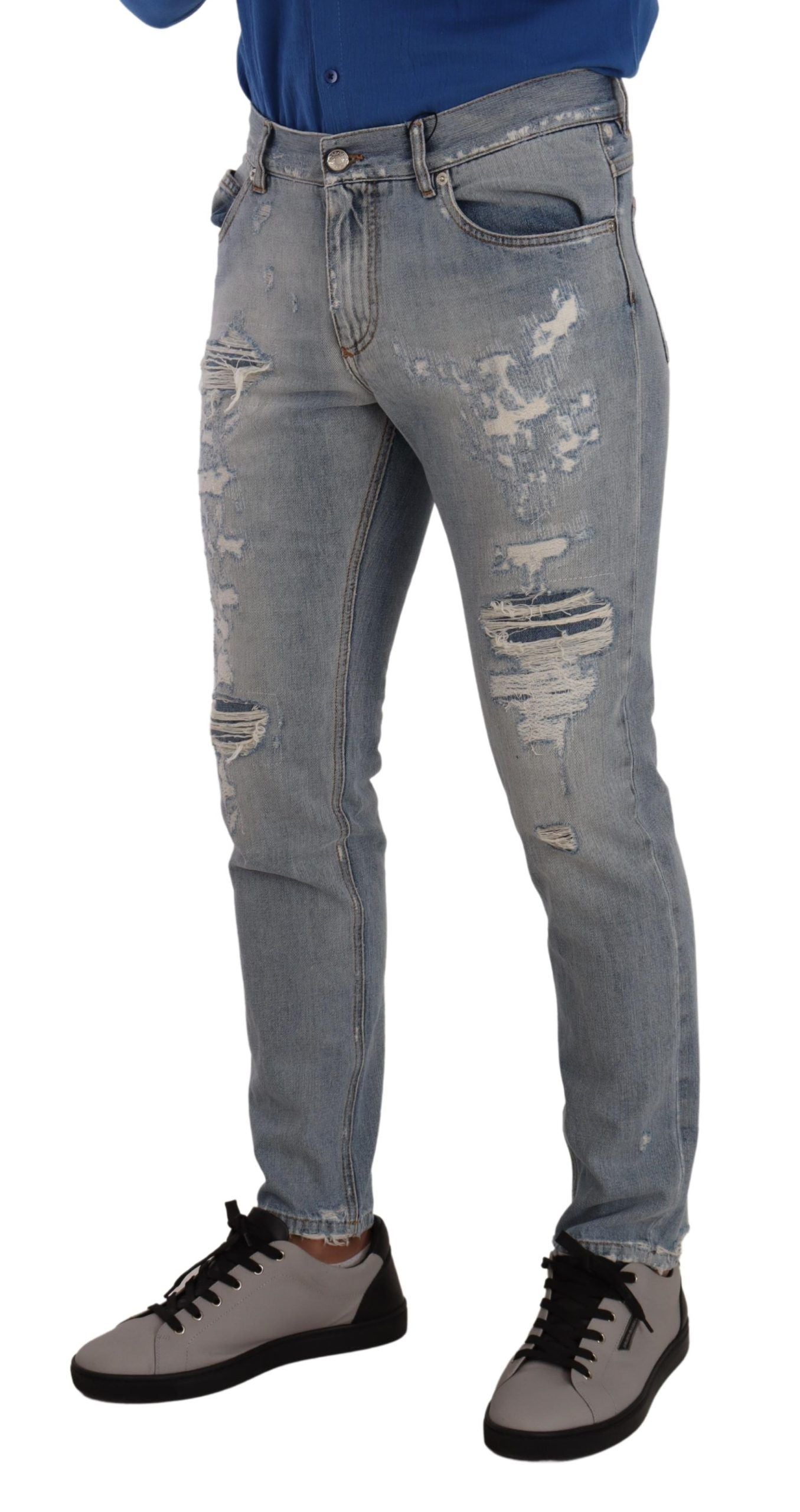 Elegante lichtblauwe rechte denimjeans