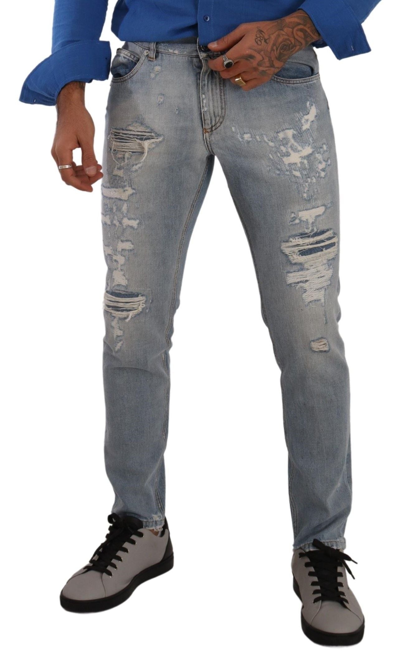 Elegante lichtblauwe rechte denimjeans