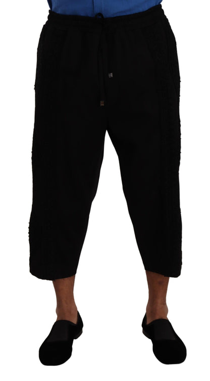 Elegantes pantalones torero recortados negros