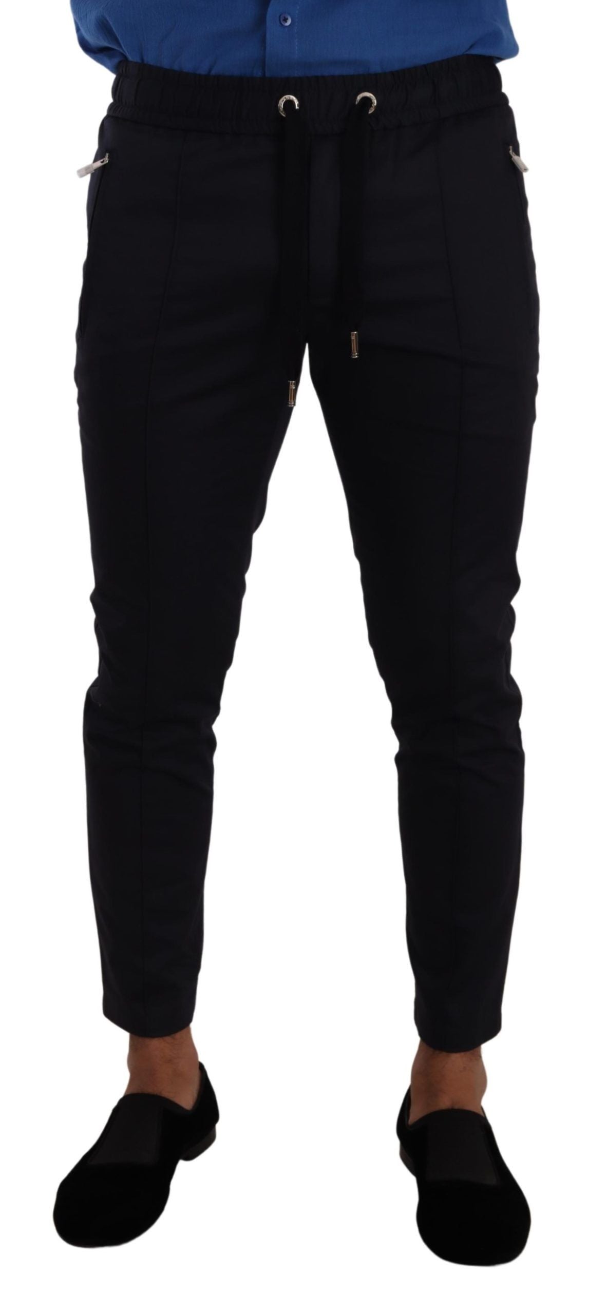 Elegante donkerblauwe skinny joggingbroek