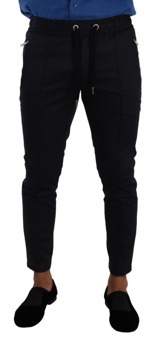 Elegantes pantalones de jogging pitillo azul oscuro