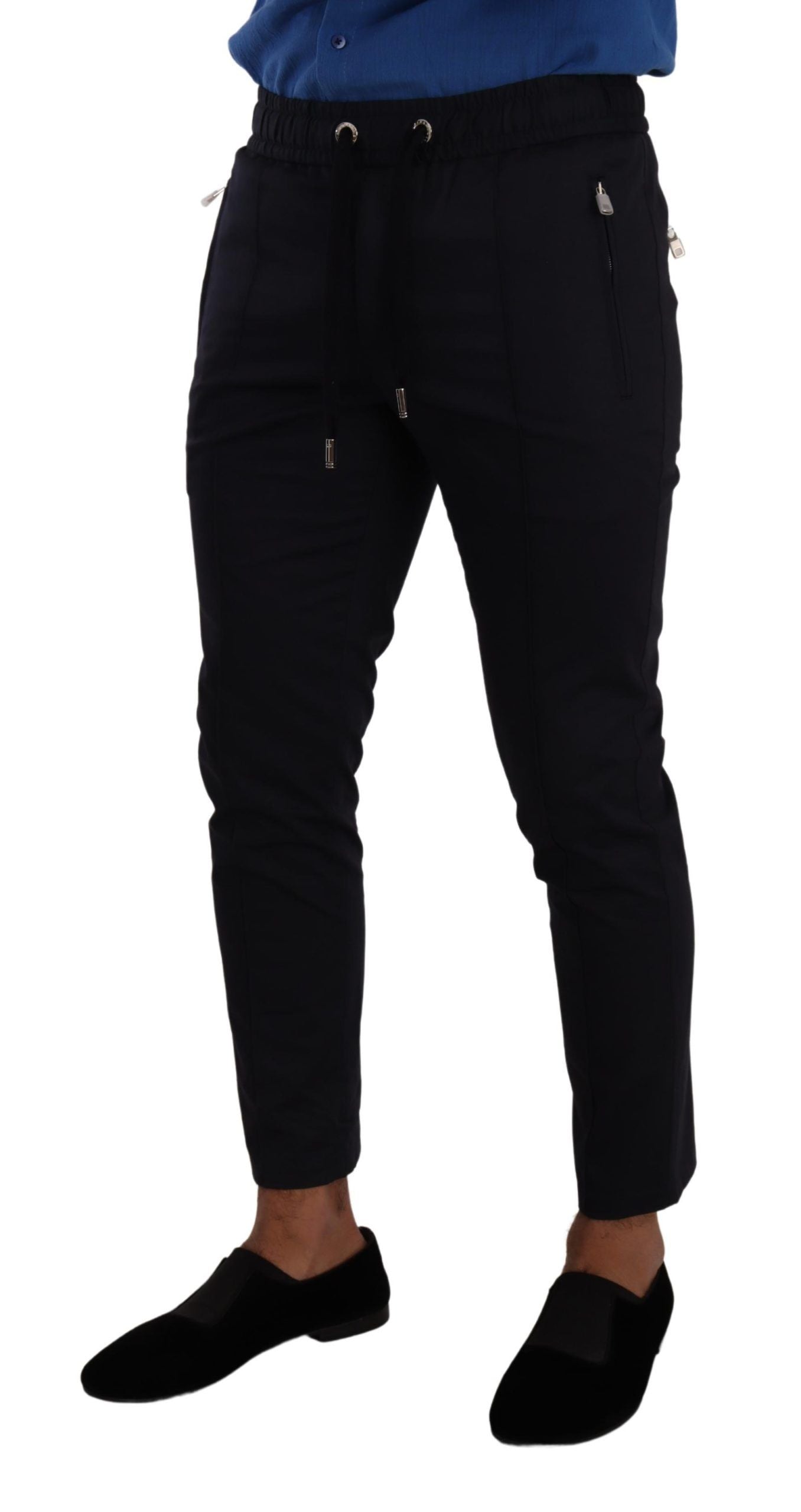 Elegante donkerblauwe skinny joggingbroek