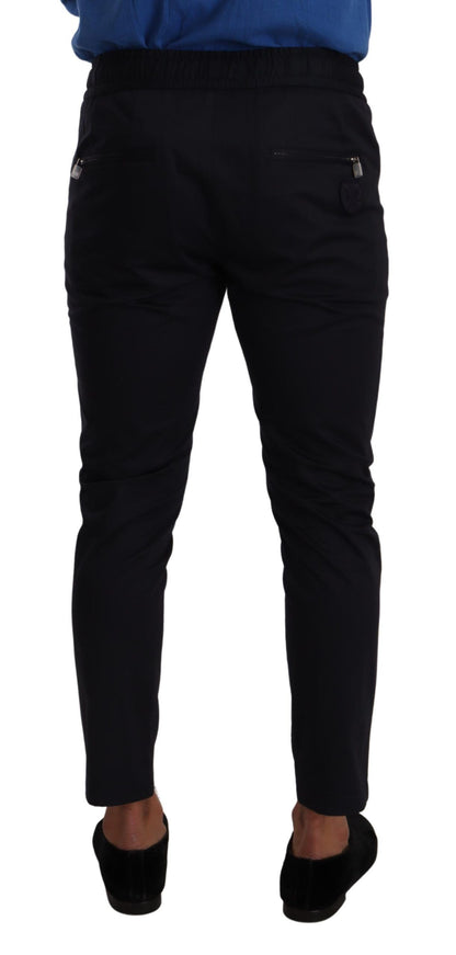 Elegantes pantalones de jogging pitillo azul oscuro