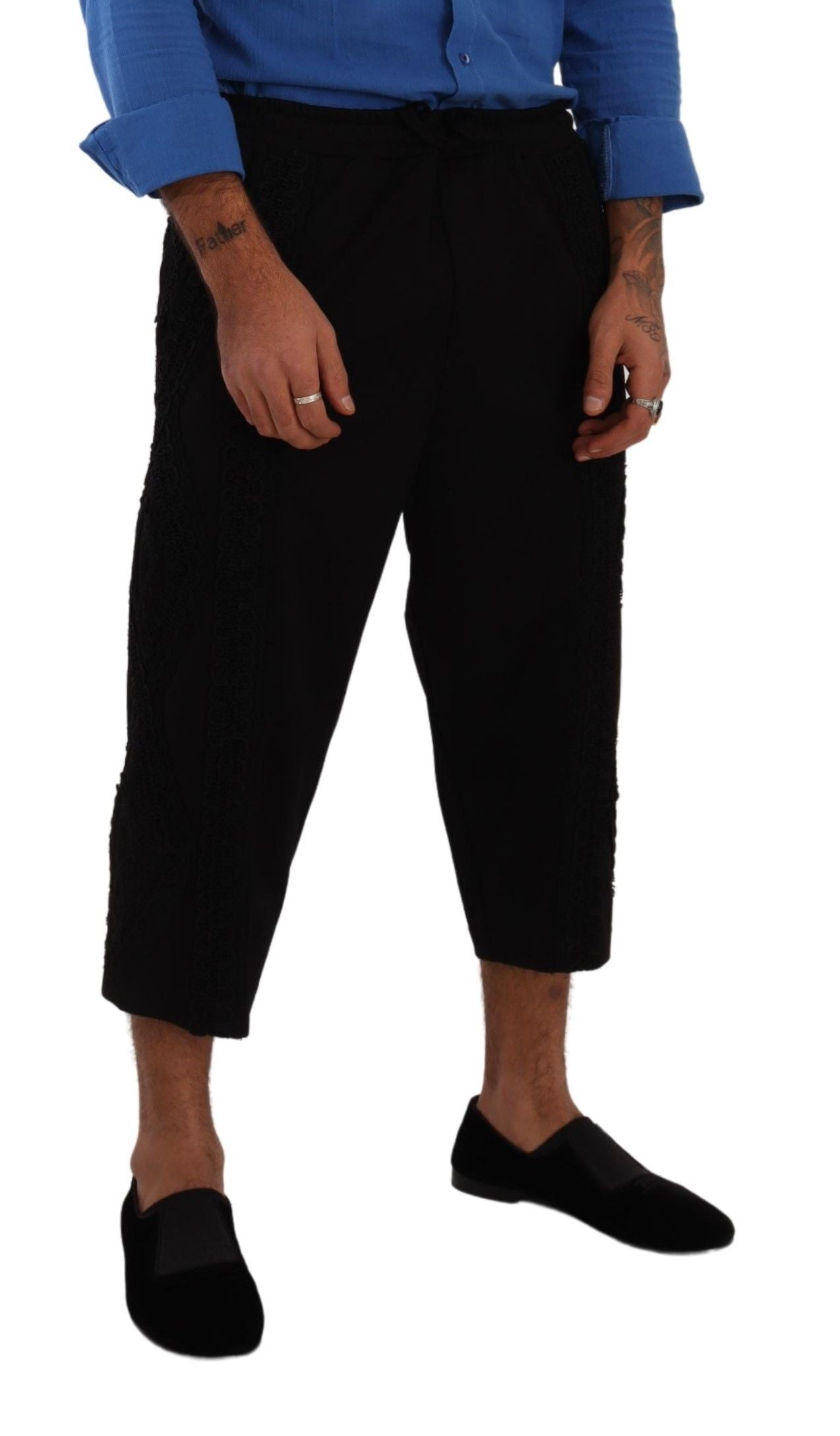 Pantalones cortos elegantes de mezcla de algodón negro