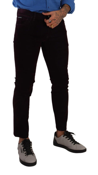 Elegant Burgundy Slim Fit Denim