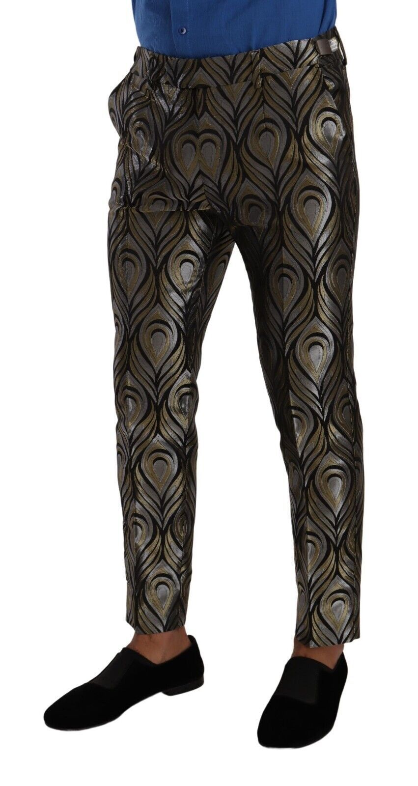 Elegante slim-fit metallic pantalon