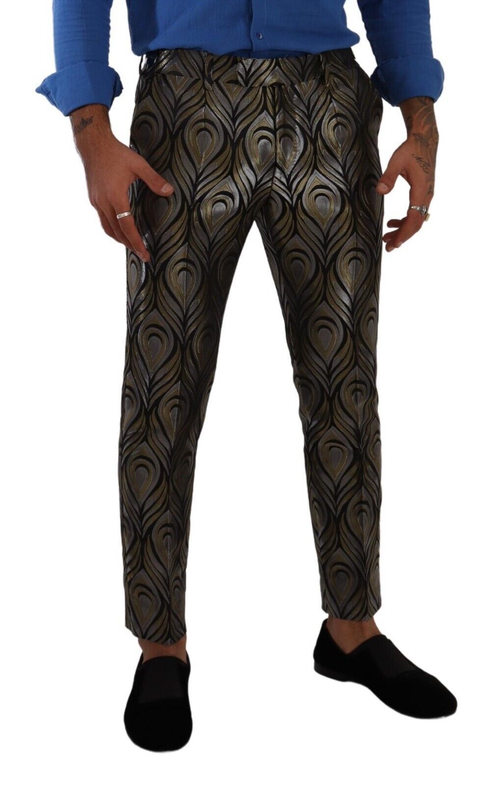 Elegante slim-fit metallic pantalon