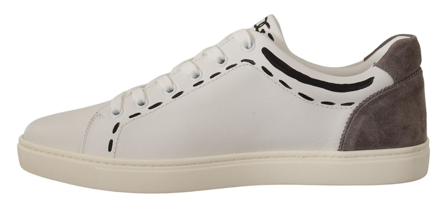 Elegantes zapatillas casuales de cuero blanco