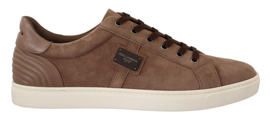 Elegante bruine leren sneakers voor heren