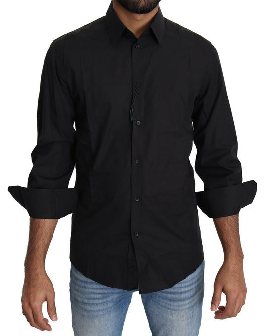 Camisa de vestir negra elegante y ajustada