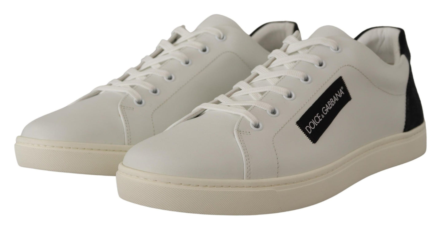 Elegant White Leather Low Top Sneakers