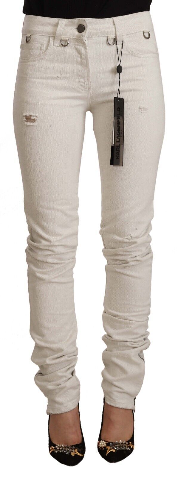 Chique witte slim-fit jeans met middelhoge taille