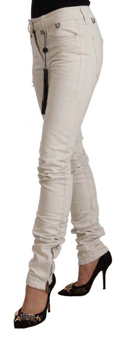 Chique witte slim-fit jeans met middelhoge taille