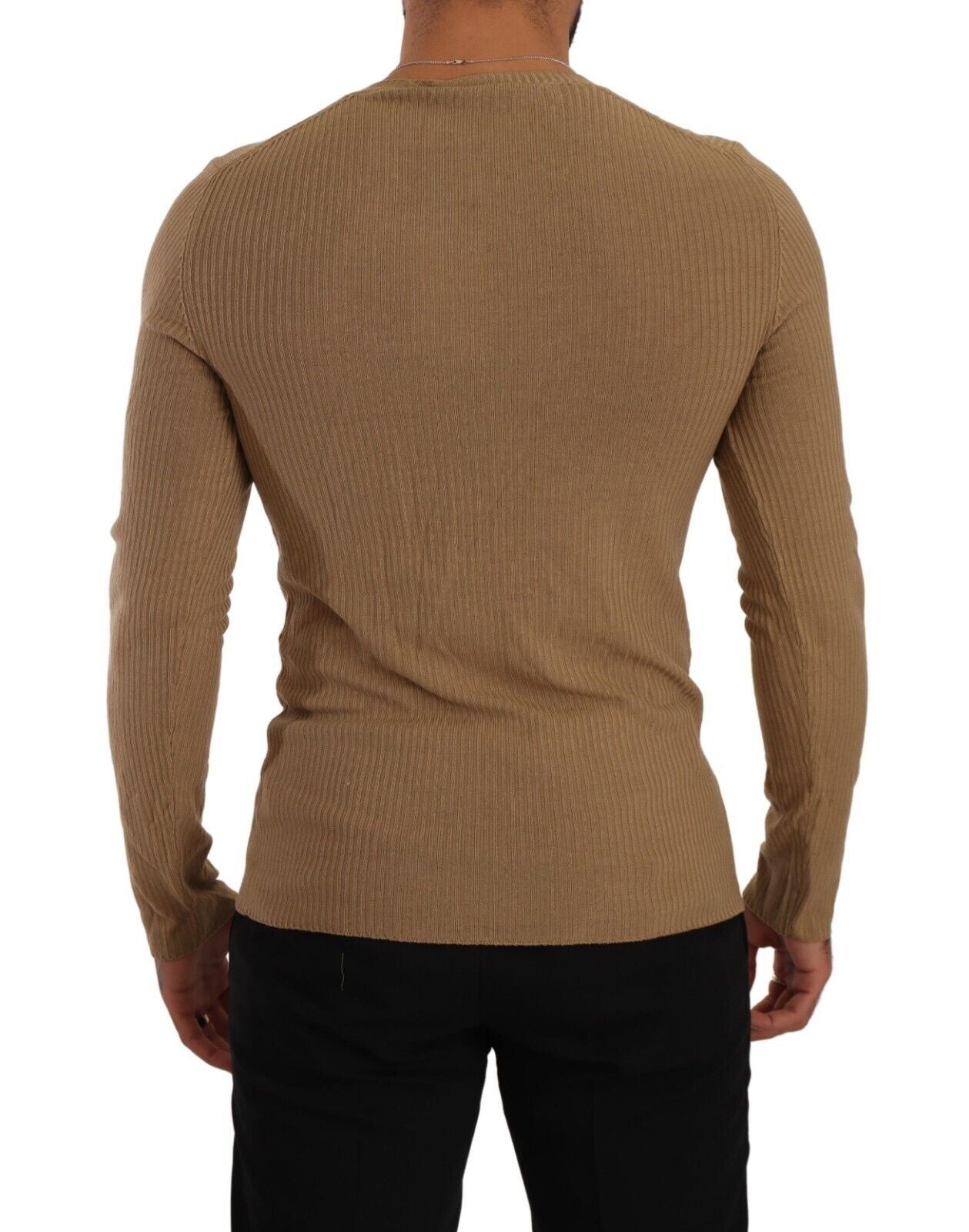 Classic V-Neck Wool Sweater in Brown