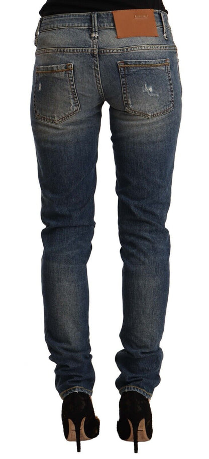 Blue Washed Skinny Cotton Blend Jeans