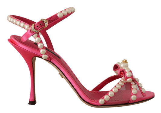 Elegante roze parel verfraaide hakken sandalen