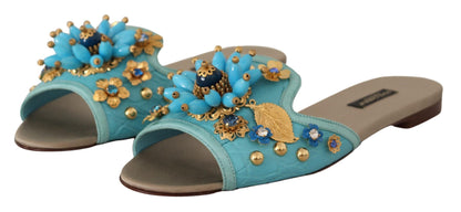 Exquisite Crystal-Embellished Exotic Leather Sandals